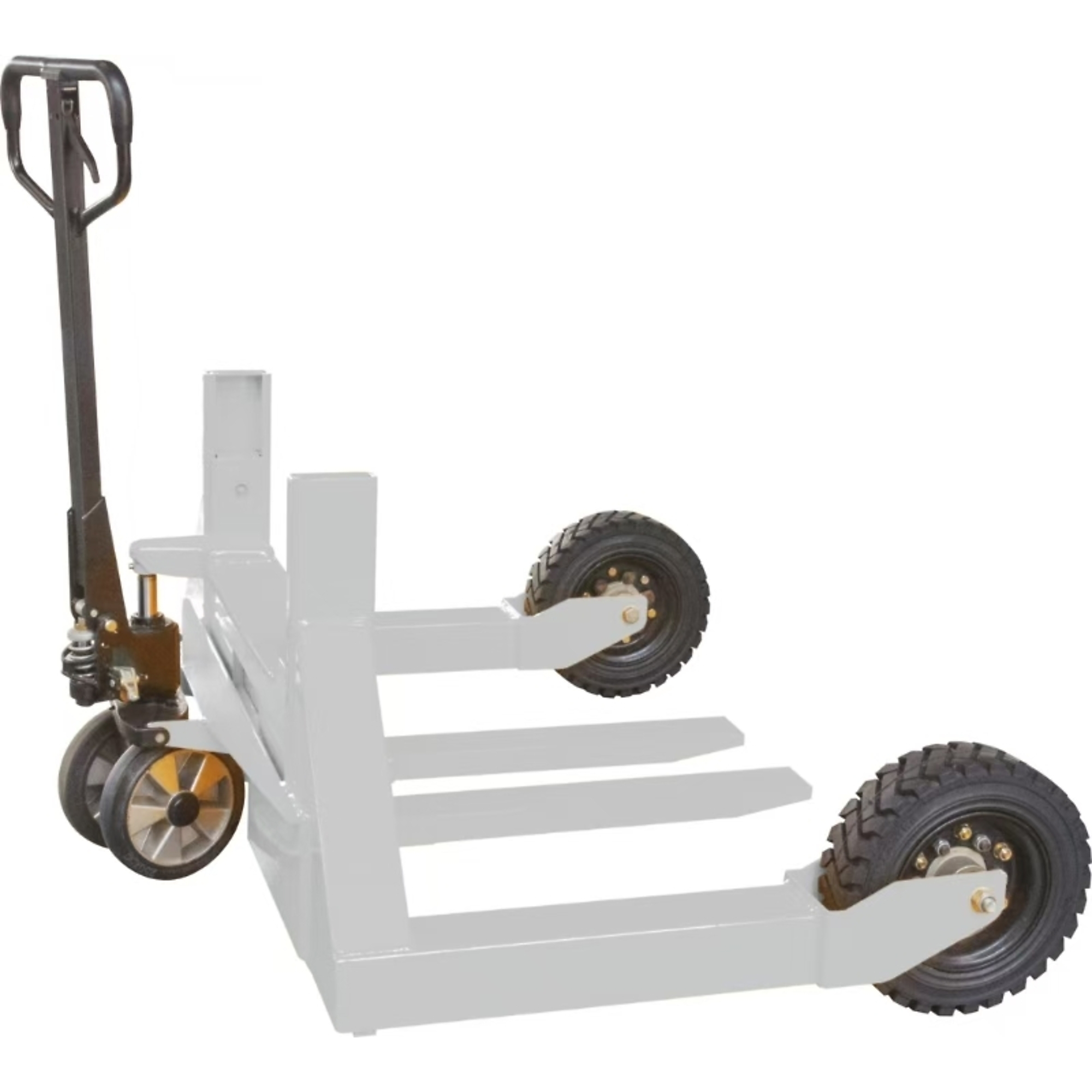 Shop Tuff All-Terrain Pallet Jack — 3300-Lb. Capacity, 10in. Rubber Wheels, 2.76in.–9.45in. Lift Range, Adjustable Forks, Model# STF-3300ATPT